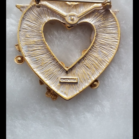 Aurora Borealis Rhinestone Heart Brooch Pin - Picture 8 of 10